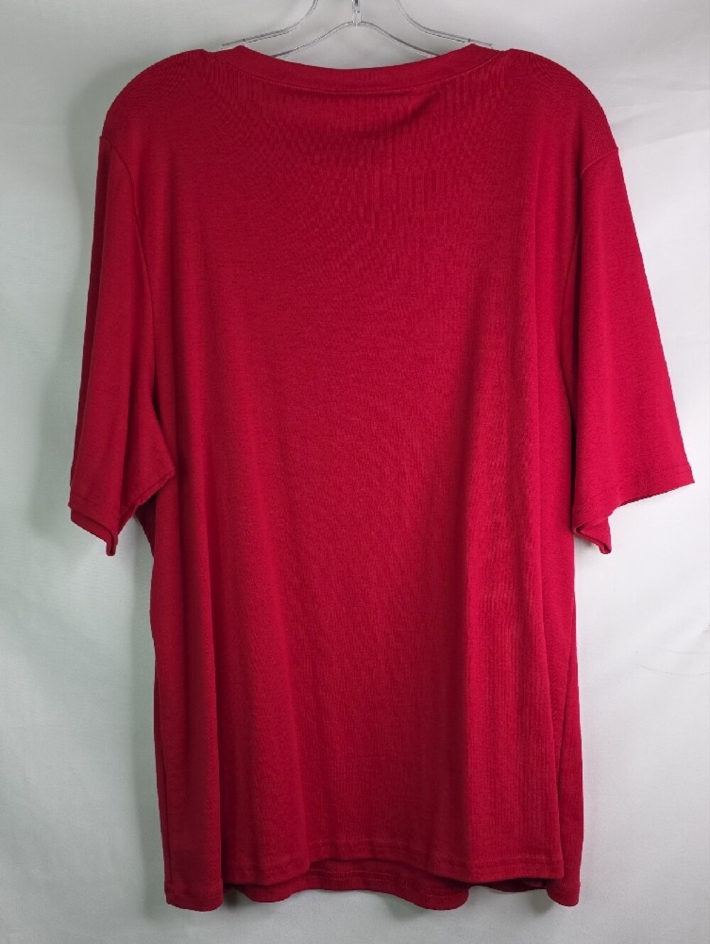 Karen Scott Red V-Neck Top with Stud Trim - Picture 7 of 7